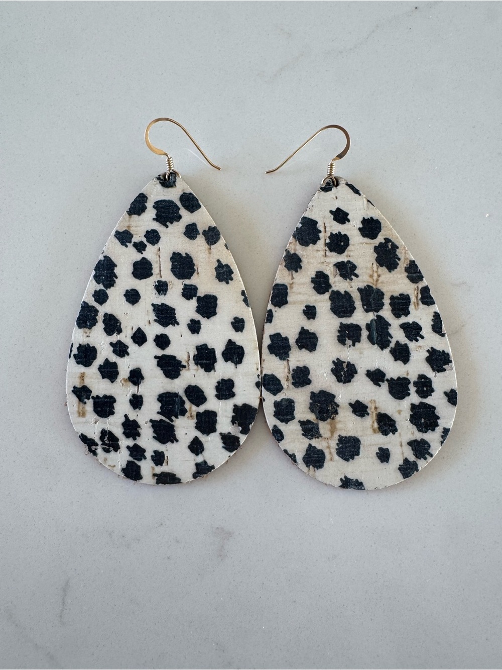 Nickel & Suede Fierce Leopard Teardrop Earrings - Black and White